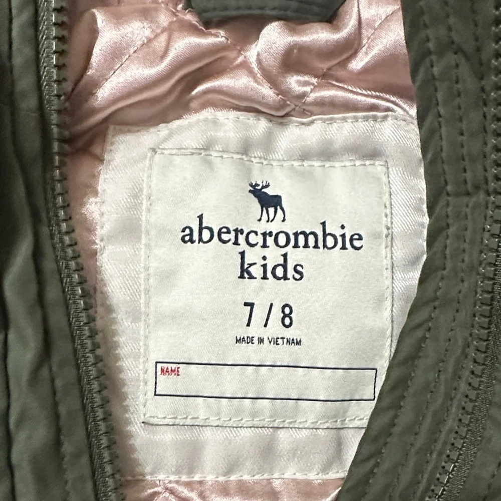 Abercrombie Kids Green Hooded Parka with Faux Fur Trim
